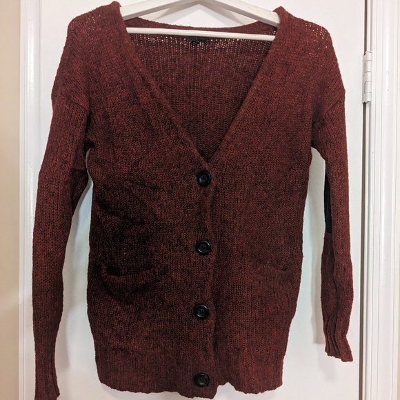 Dark Red Knit Sweater/Cardigan - Picture 1 of 7